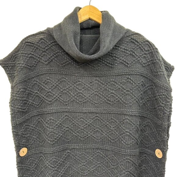 Black Knit Cape Cowlneck Sweater - Picture 7 of 8